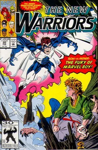 The New Warriors, Vol. 1 #20 Direct Edition comic book cover, 1992