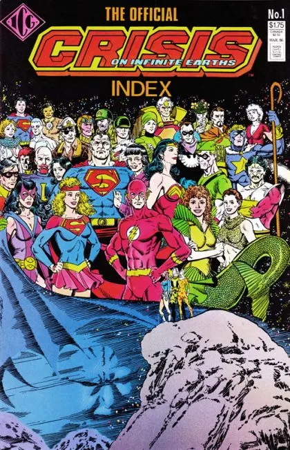 Official Crisis on Infinite Earths Index #1 comic book cover, 1986