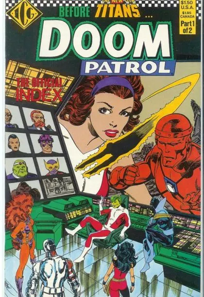 Official Doom Patrol Index #1 comic book cover, 1986