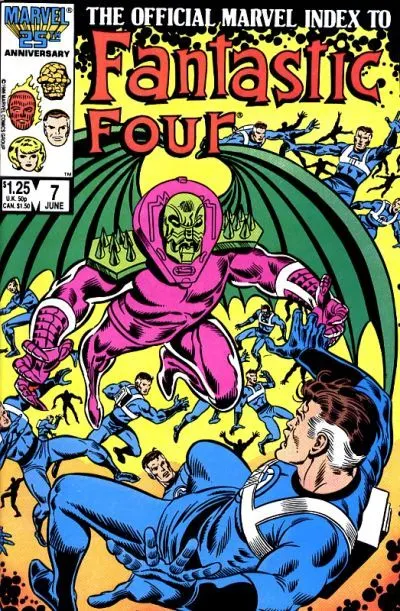 Official Marvel Index to the Fantastic Four #7 comic book cover, 1986