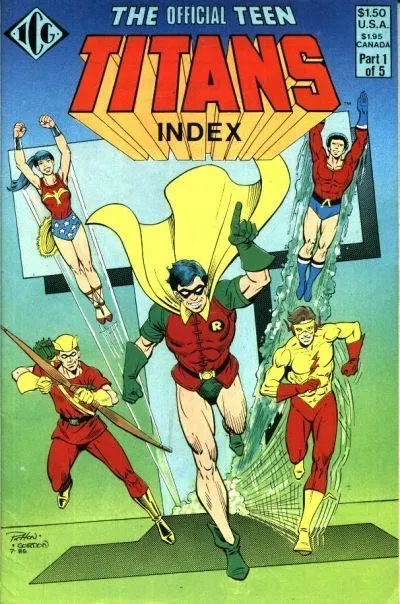 Official Teen Titans Index #1 comic book cover, 1985