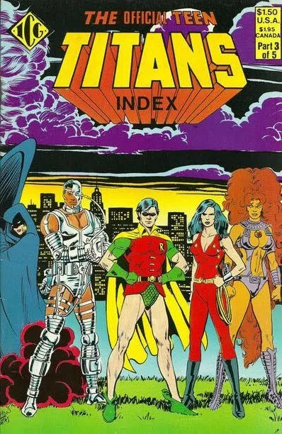 Official Teen Titans Index #3 comic book cover, 1985