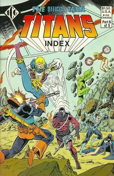 Official Teen Titans Index #5 comic book cover, 1985