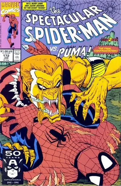 The Spectacular Spider-Man, Vol. 1 #172 Direct Edition comic book cover, 1991