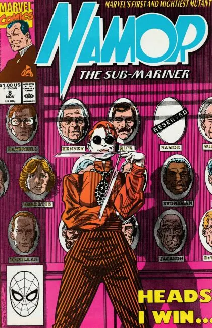 Namor, the Sub-Mariner #8 Direct Edition comic book cover, 1990
