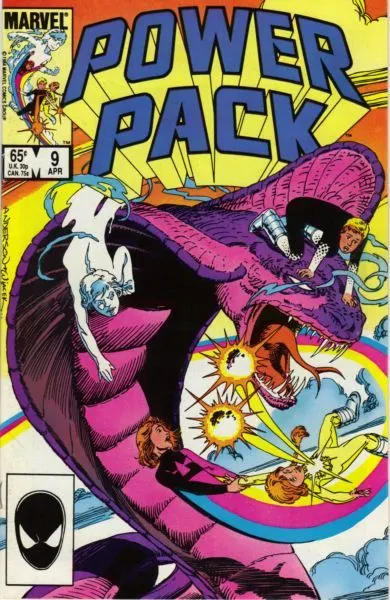 Power Pack, Vol. 1 #9 Direct Edition comic book cover, 1985