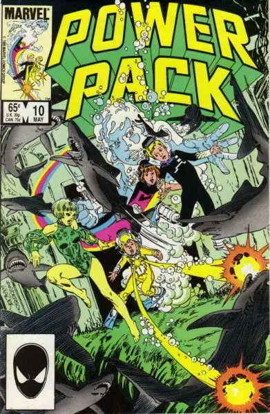 Power Pack, Vol. 1 #10 Direct Edition comic book cover, 1985