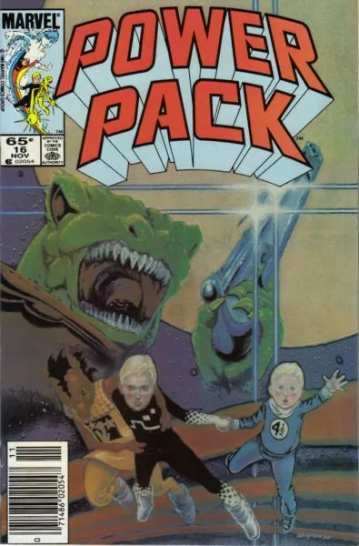Power Pack, Vol. 1 #16 Newsstand Edition comic book cover, 1985