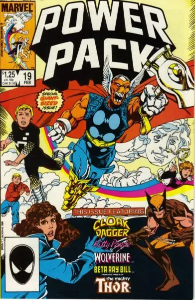 Power Pack, Vol. 1 #19 Direct Edition comic book cover, 1986