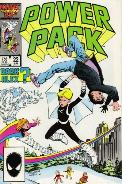 Power Pack, Vol. 1 #22 Direct Edition comic book cover, 1986