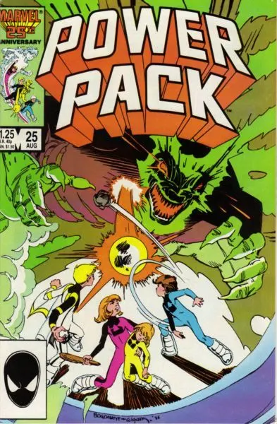 Power Pack, Vol. 1 #25 Direct Edition comic book cover, 1986