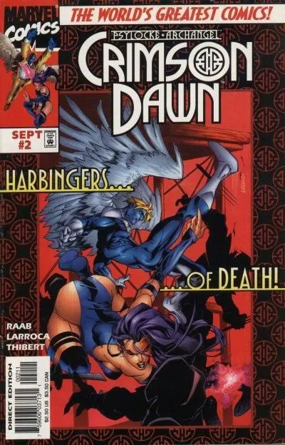Psylocke & Archangel: Crimson Dawn #2 Direct Edition comic book cover, 1997