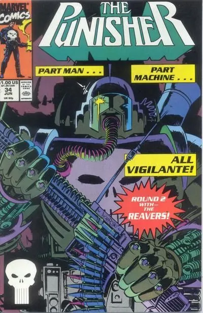 The Punisher, Vol. 2 #34 Direct Edition comic book cover, 1990