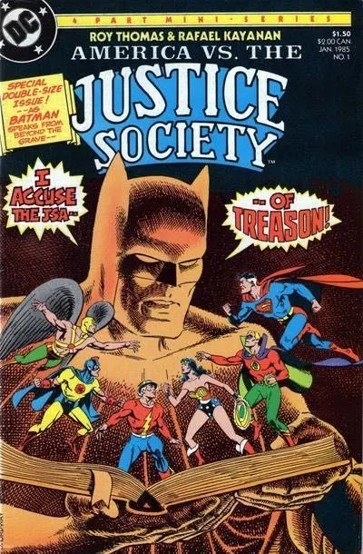 America vs. the Justice Society #1 comic book cover, 1985