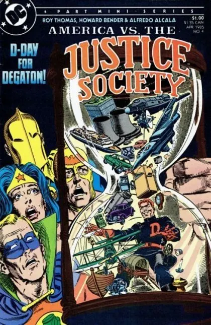 America vs. the Justice Society #4 comic book cover, 1985
