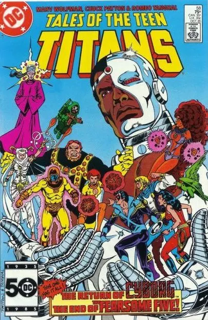 Tales of the Teen Titans #58 Direct Edition comic book cover, 1985