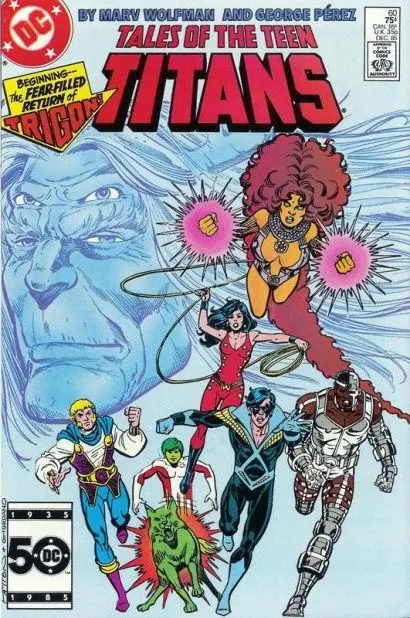 Tales of the Teen Titans #60 Direct Edition comic book cover, 1985