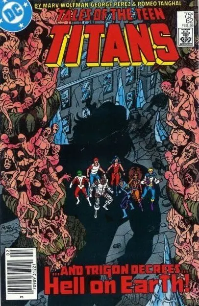 Tales of the Teen Titans #62 Newsstand Edition comic book cover, 1986