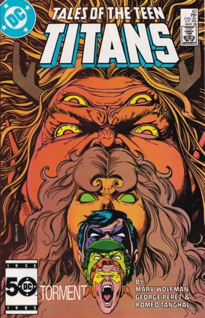 Tales of the Teen Titans #63 Direct Edition comic book cover, 1986