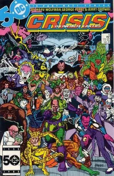 Crisis On Infinite Earths #9 Direct Edition comic book cover, 1985