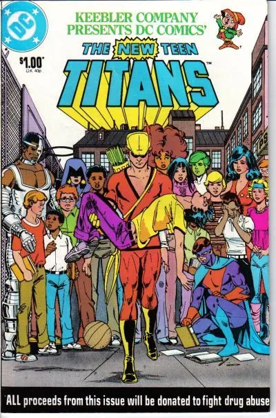 The New Teen Titans (President's Drug Awareness Campaign) #1 Presented by Keebler, Retail Edition comic book cover, 1983