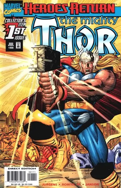Thor, Vol. 2 #1 Direct Edition comic book cover, 1998