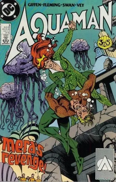 Aquaman, Vol. 3 #3 Direct Edition comic book cover, 1989