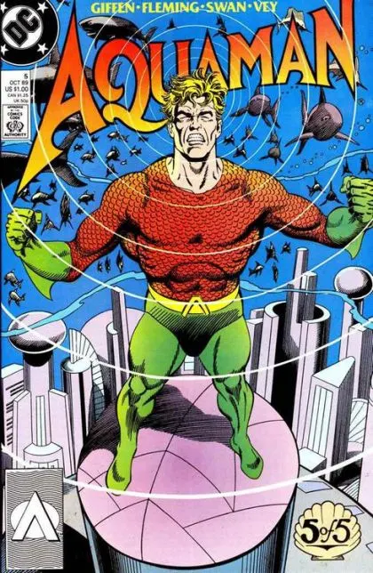 Aquaman, Vol. 3 #5 Direct Edition comic book cover, 1989
