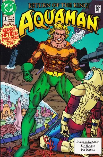 Aquaman, Vol. 4 #1 Direct Edition comic book cover, 1991