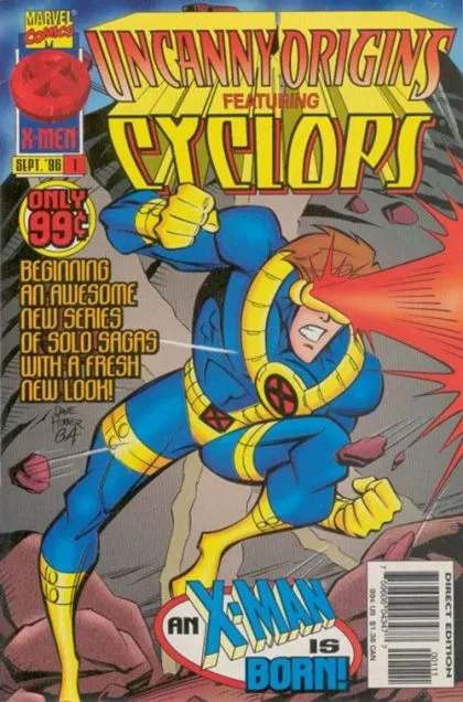 Uncanny Origins #1 comic book cover, 1996