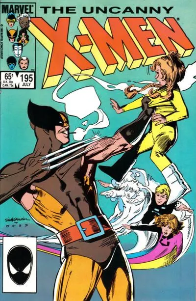 Uncanny X-Men, Vol. 1 #195 Direct Edition comic book cover, 1985