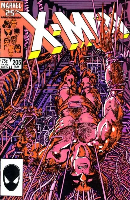 Uncanny X-Men, Vol. 1 #205 Direct Edition comic book cover, 1986