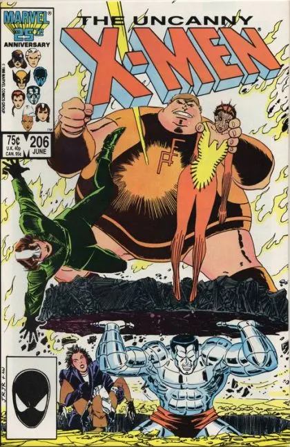 Uncanny X-Men, Vol. 1 #206 Direct Edition comic book cover, 1986