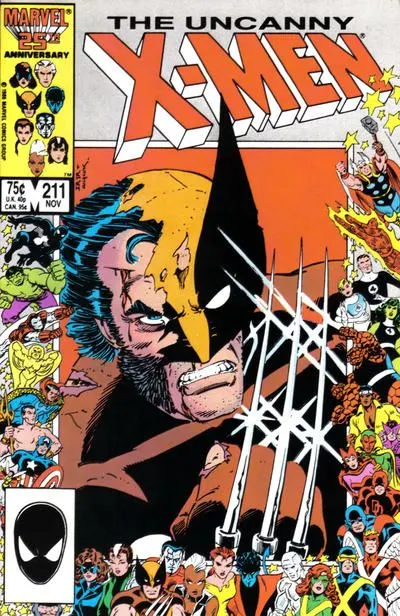 Uncanny X-Men, Vol. 1 #211 Direct Edition comic book cover, 1986