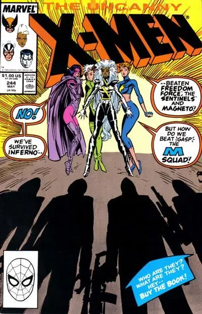 Uncanny X-Men, Vol. 1 #244 Direct Edition comic book cover, 1989