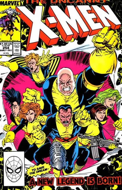 Uncanny X-Men, Vol. 1 #254 Direct Edition comic book cover, 1989