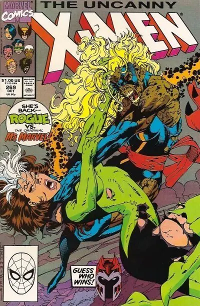 Uncanny X-Men, Vol. 1 #269 Direct Edition comic book cover, 1990