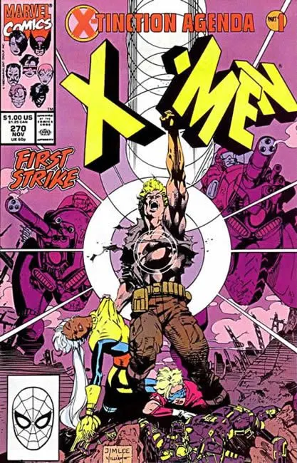 Uncanny X-Men, Vol. 1 #270 Direct Edition comic book cover, 1990