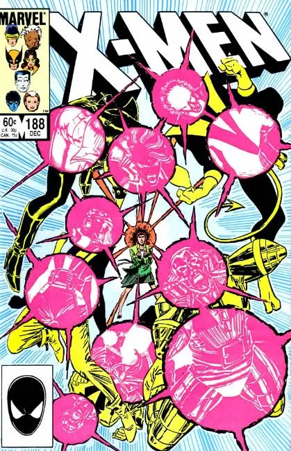 Uncanny X-Men, Vol. 1 #188 Direct Edition comic book cover, 1984