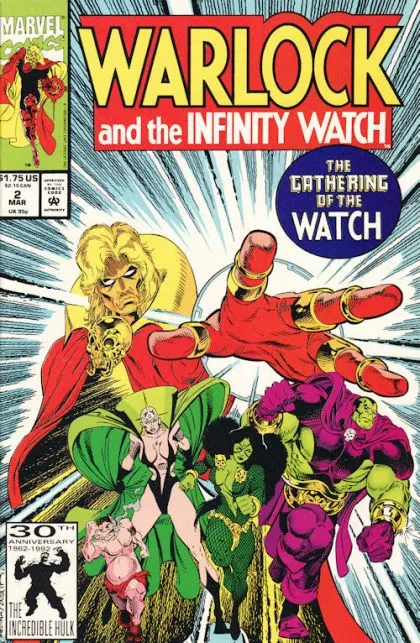 Warlock and the Infinity Watch #2 Direct Edition comic book cover, 1992