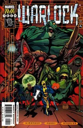 Warlock (Marvel Tech) #4 Direct Edition comic book cover, 1999