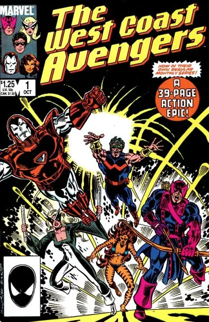 The West Coast Avengers, Vol. 2 #1 Direct Edition comic book cover, 1985
