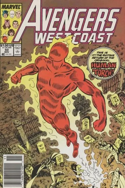 The West Coast Avengers, Vol. 2 #50 Newsstand Edition comic book cover, 1989